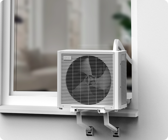 Die Außeneinheit auf die Halterung setzen